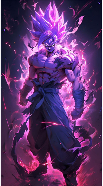 TripodBrothers 56 cm 3D Purple Aura Anime Warrior Wall Poster