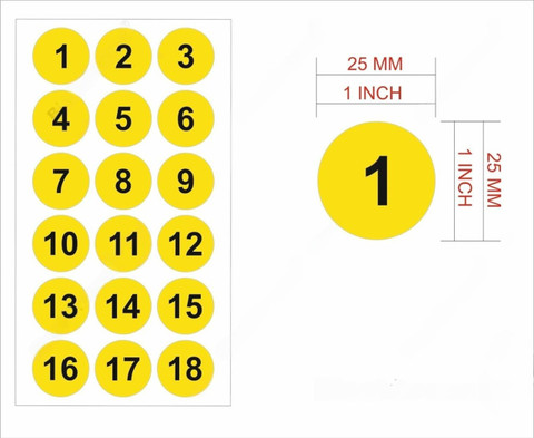 -_-　ラベルセット BlackDreams 2.5 cm Round 500 Piece 1 to 100 Number Label for