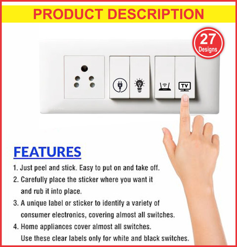 RSB HUB cm Switch Sticker For Electric Board Appliances Including 27  Designs Self Adhesive Sticker