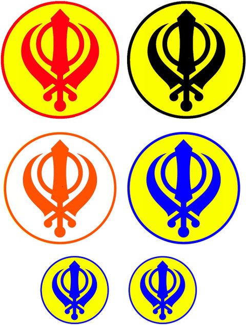 Khanda Sticker HindK 8 inch SIKH LOGO KHANDA STICKERS PACK of 6 (3 Sizes) Waterproof ...