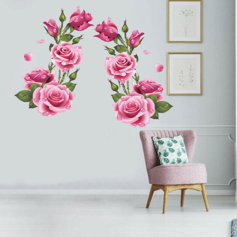 Decoar Nirmal 30.48 cm Pink flower beautiful wall sticker size