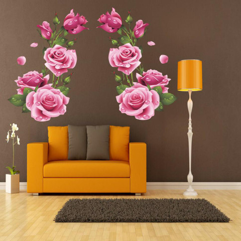 Decoar Nirmal 30.48 cm Pink flower beautiful wall sticker size