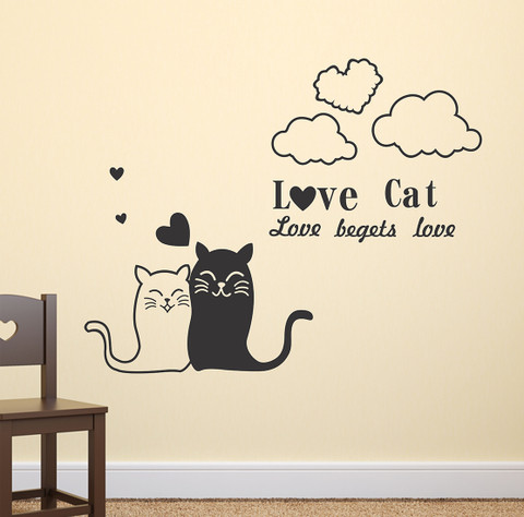 Zampyy 100 cm Love Cat Begets Love| Wall Stickers |PVC Vinyl| Non