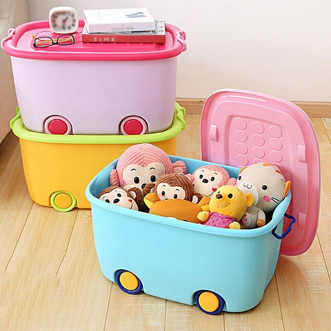 AshandRoh Large-Capacity Toy Storage With Lid, Wheels and Handles Suitable  For living room Storage Box