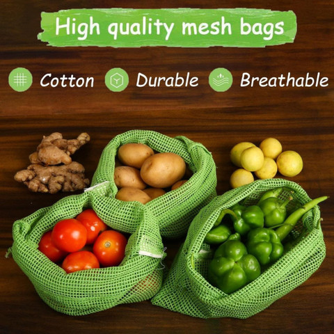 CLICK SHOP Fridge Storage Cotton Mesh Bags Reusable Durable