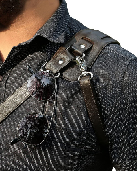 Padwa Lifestyle White Single Camera Harness Strap For One Camera - Professional Single Full Grain Leather Camera Harness,Thick Padded,Quick Release Gear DSLR Camera Straps For Photographers