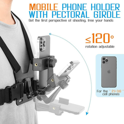 HOJI Mobile Phone Chest Mount Strap Holder Helmet Mount for Action Camera  DSLR Strap