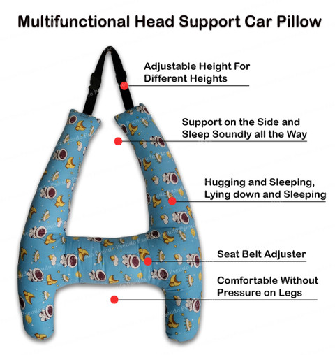 Pseudo H-Shape Car Headrest Pillow for Kids, Toddler Travel Pillow