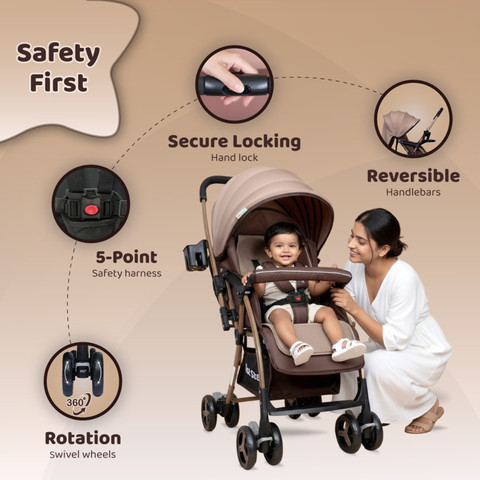 1st Step Caramel Baby With 5 Point Safety Harness And Reversible
