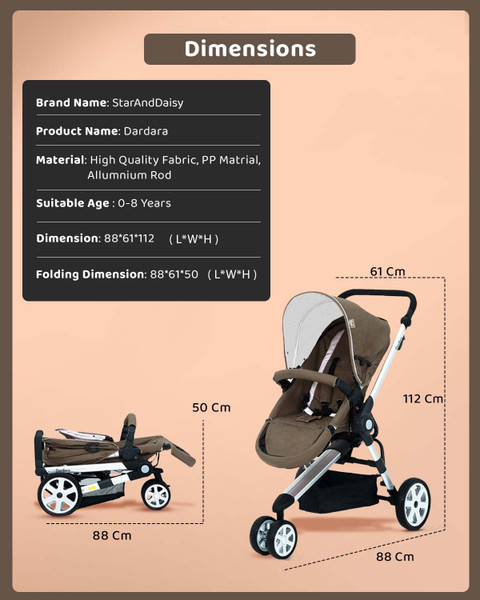 StarAndDaisy Baby Stroller Pram for kids with Wheel Brake New