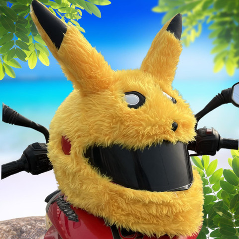 モカざえもん品 SRPHERE GA-ZI-YELLOW COLOUR PIKACHU HELMET COVER Motorbike Helmet