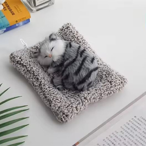 Super Toy Cute Sleeping Cat Plush Toy with Meow Sound, Kids Gift