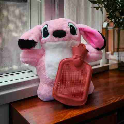 snuglystuff Stitch Teddy Bear Hot Water Bag 30 cm Baby Pink - Image 5
