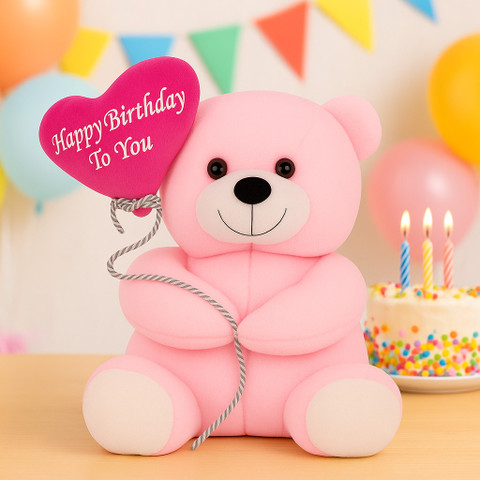 Happy Birthday Teddy Bear With Balloons Zexsazone Soft Push Fabric