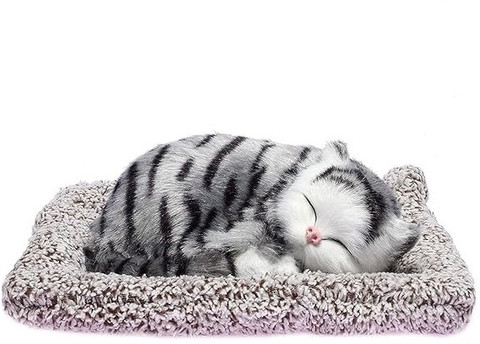 Littlin Real Looking Sleeping Cat Soft Toy with Sound 10 cm