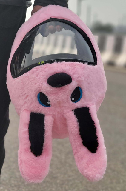 Gking Trending Bike Rider funny Rabbit bunny Helmet Cover With