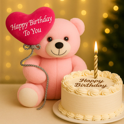 Zexsazone Soft push fabric teddy bear with birthday balloon and