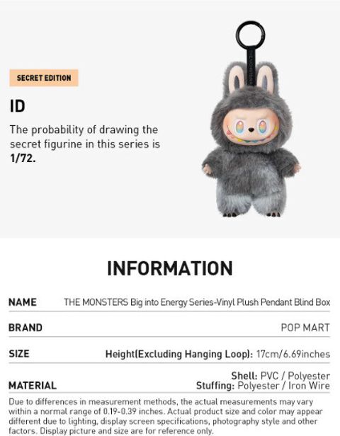 Aadekh Craft Original Labubu POP MART The Monster - 17 cm
