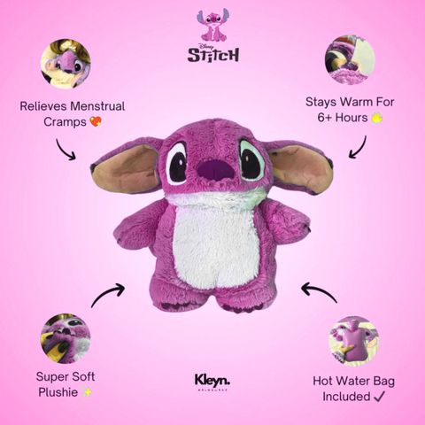 snuglystuff Stitch Teddy Bear Hot Water Bag 30 cm Baby Pink - Image 7