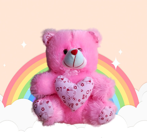 Topgrow Soft Teddy Bear with Heart Red and Pink Set of 2 (13