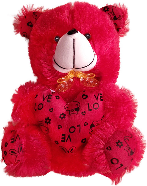 Topgrow Soft Teddy Bear with Heart Red and Pink Set of 2 (13
