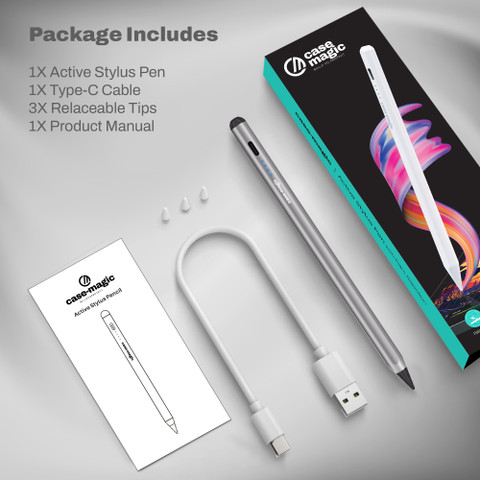 Case-Magic iPad Pencil Active Stylus Pen Palm Rejection, for