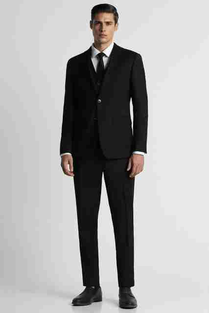 Peter England Men Black Slim Fit Three Piece Suit - Image 5