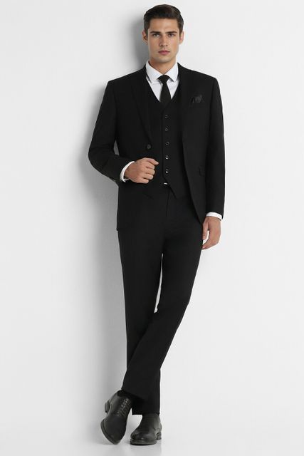 Peter England Men Black Slim Fit Three Piece Suit - Image 6