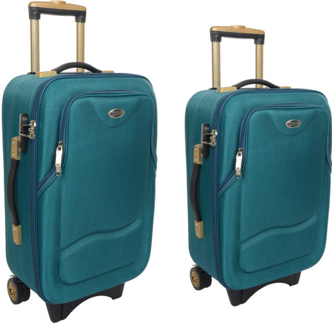 STUNNERZ Soft Body, Luggage -20+24 inch Combo Set, Trolley Bag Travel  Bag Suitcase|51cm+61cm |(Pack of 2)|Peacock Cabin Check-in Set Wheels 
