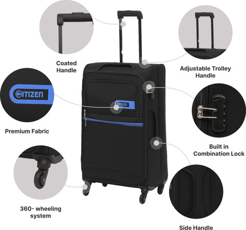 CITIZEN Journey Pulse Cabin Suitcase Wheels 22 In Black