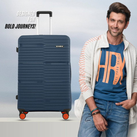 HRX Zanzibar Check-in Suitcase 8 Wheels - 30 inch Blue - Price in