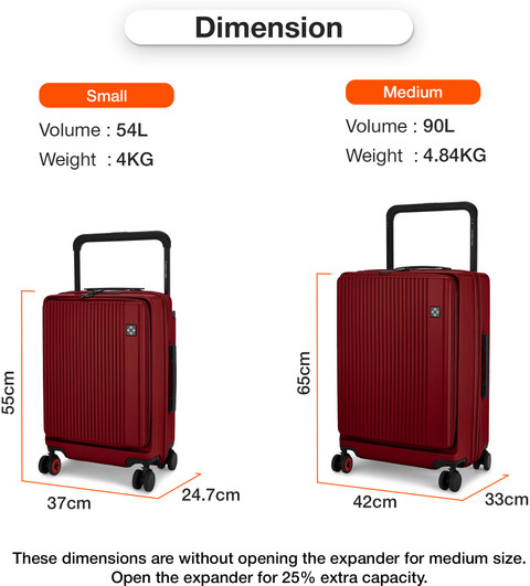 NASHER MILES Silicon Valley Expander Hard-Sided Polycarbonate Check-In  Luggage Trolley Bag Expandable Check-in Suitcase Wheels 24 Inch