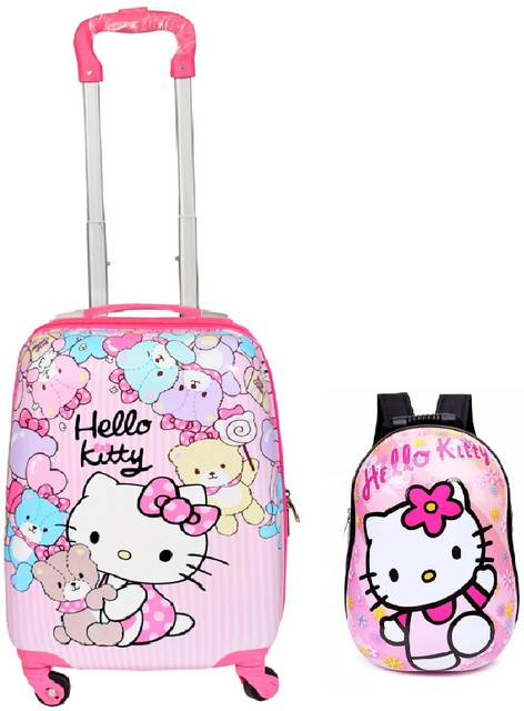 D Paradise Kids 16 inches Hello Kitty Girl's suitcase/ trolley bag 13  inches bag Cabin Suitcase Wheels 16 inch