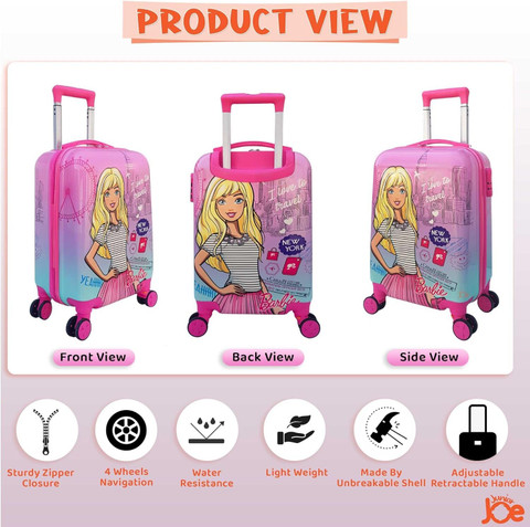 D Paradise Kids Barbie 16 Inch Travel Trolley bag Luggage 13 Inch6 Mini  Suitcase vanity Cabin Check-in Set Wheels 16 inch