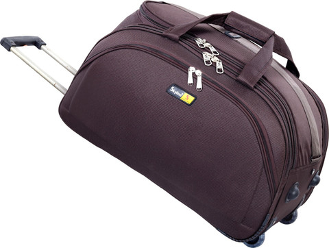 SKYLINE (Expandable) Polyester 42 Ltrs Brown Travel Duffle Trolley