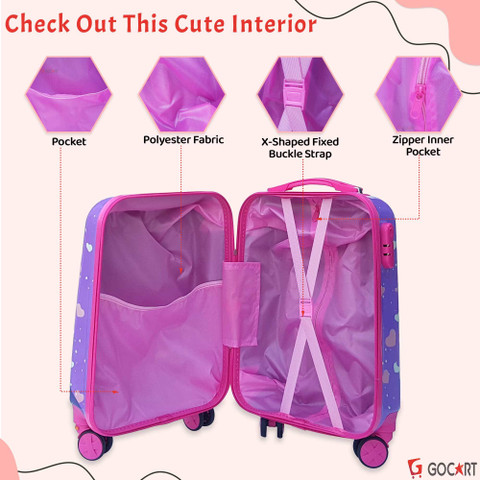 GOCART Hard Shell Suitcase Travel Trolley Luggage School Bag For Boys  Girls Cabin Suitcase Wheels 18 inch