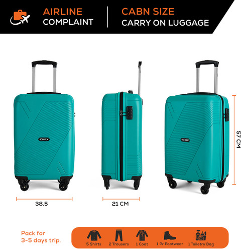 HRX Icon Cabin Suitcase 4 Wheels - 22 inch Teal - Price in India