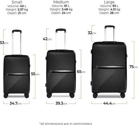 NASHER MILES Bruges Hard-sided Luggage Set of 3 Black Trolley Bags