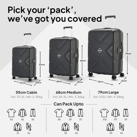 AMERICAN TOURISTER Kross polypropylene Dark Slate (AMT KROSSPLUS SP55CM  Check-in Suitcase Wheels 22 inch