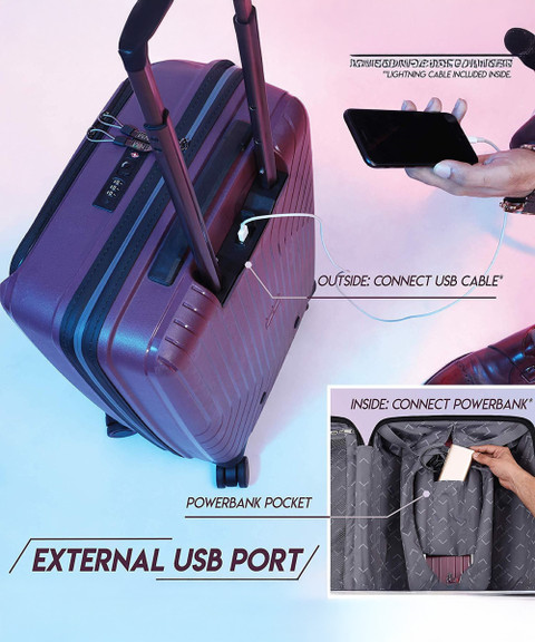 NASHER MILES Smart Cabin Bag with USB Charging Port 20'' (Maroon