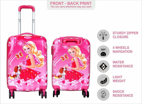 Harsehaj Products HP-511 Barbie Luggage/Travel Suitcase for Kids, Trolley  Bag Expandable Cabin Suitcase Wheels 21 inch