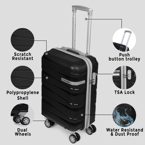 JACY LONDON Hard Sided PP Wheel with Telescopic Steel Trolley