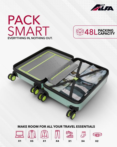 ALFA by VIP 55cm Cabin Suitcase 8 Wheels Blue - Image 6