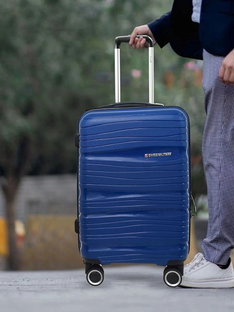 mil.D.seven  SWISS MILITARY Navy Blue Hard Luggage Trolley Bag Cabin Suitcase 8