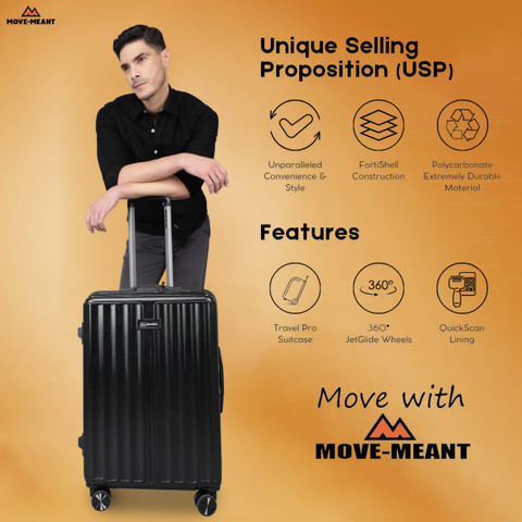 MOVE-MEANT Number Lock Polycarbonate 360 Degree Wheels Trolly Bag