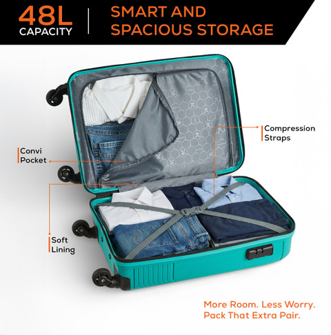HRX Icon Cabin Suitcase 4 Wheels - 22 inch Teal - Price in India
