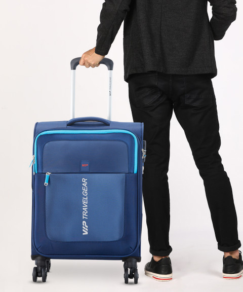 VIP Suprema 8W Str 55 Blue Expandable Cabin Suitcase 8 Wheels - 22