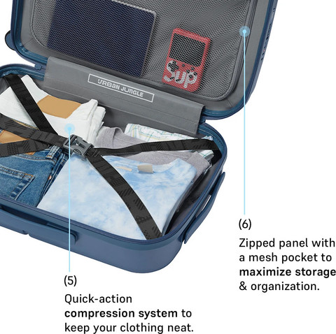 Urban Jungle SKYLINE 59 4W BLUE Cabin Suitcase Wheels 23 inch