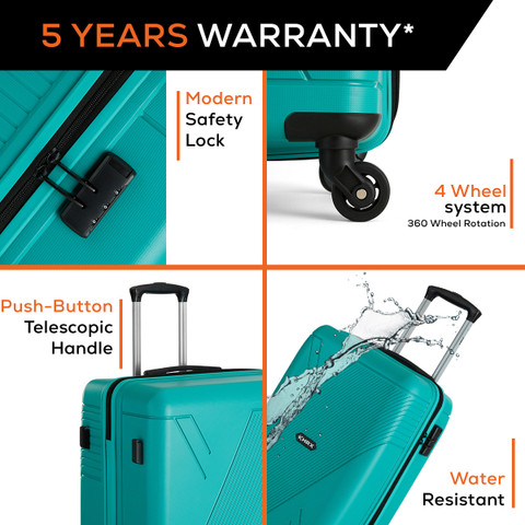 HRX Icon Cabin Suitcase 4 Wheels - 22 inch Teal - Price in India