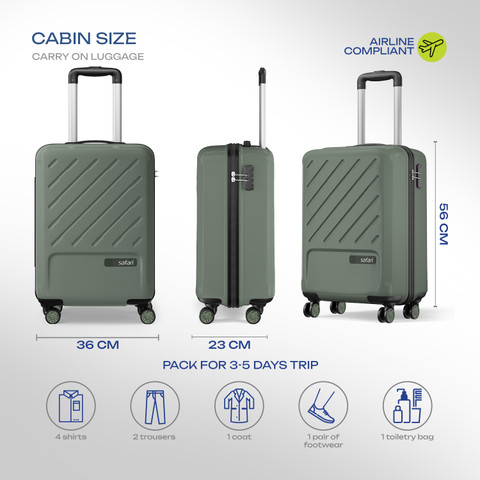 SAFARI Symphony Cabin Suitcase Wheels 22 inch Thyme Green